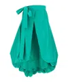 Pinko Bow-detailed Wide Taffeta Skirt In Green