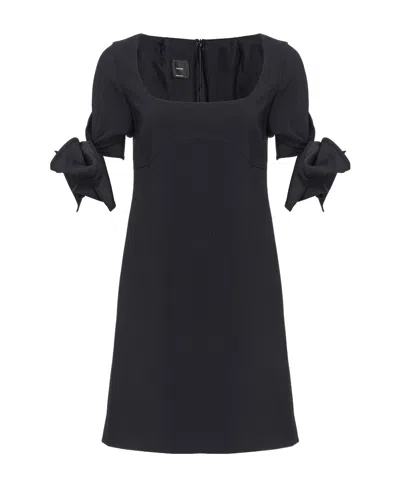 Pinko Bow-detailing Square-neck Dress In Black