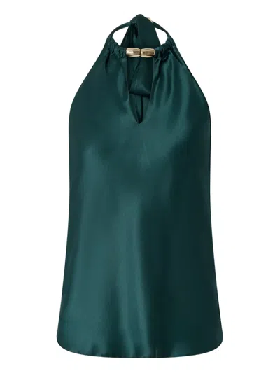 Pinko Bow-halter Neck Blouse In Green