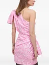 Pinko Bow One-shoulder Mini Dress In Pink