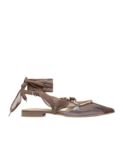 Pinko Bow Pointed Toe Slingback Pumps In Nude