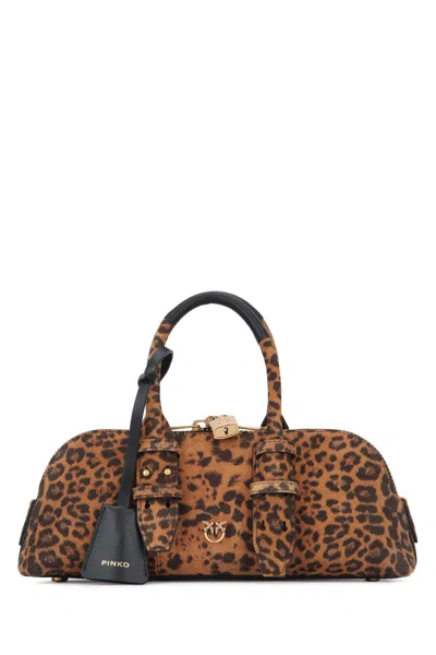 Pinko Bowling Baguette Suede Handbag With Bow Detail In Purple