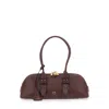 Pinko Bowling Bag Horizontal Big Brown Handbag With Adjustable And Removable Shoulder Strap And Padl In Brown