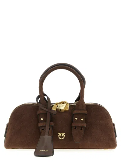 Pinko Bowling Baguette Shoulder Bag In Brown