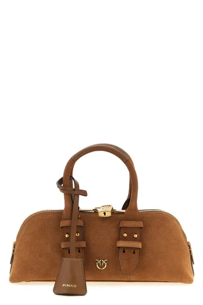 Pinko Bowling Baguette Large Shoulder Bag In Brown