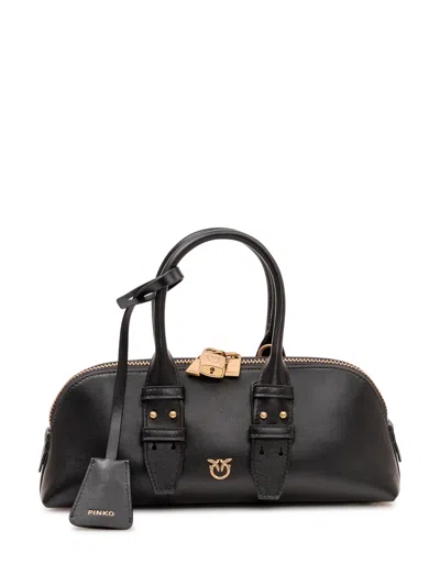 Pinko Bowling Handbag With Handles - Mini In Nero/antique Gold