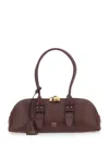 Pinko Bowling Bag Horizontal Big Brown Handbag With Adjustable And Removable Shoulder Strap And Padl In Burgundy