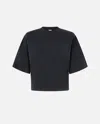 Pinko Boxy Sweater With Wide Short Sleeves In Noir Limousine