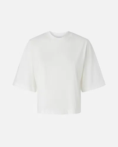 Pinko Boxy Sweater With Wide Short Sleeves In White