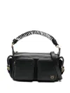 Pinko Nero E Oro Leather Shoulder Bag In Black