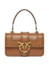 Pinko Braided-leather Crossbody Bag In Brown