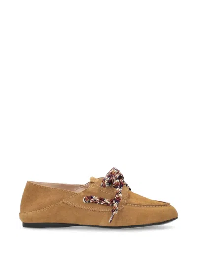 Pinko Braided-tie Loafers In Brown