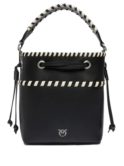 Pinko Braided-trim Bucket Bag In Black