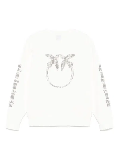 Pinko Branded-sleeves Cotton Sweatshirt In White