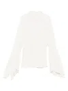 Pinko White High Neck Shirt With Flared Sleeves In White