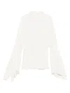Pinko White High Neck Shirt With Flared Sleeves In White