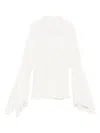 Pinko White High Neck Shirt With Flared Sleeves In White