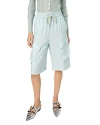 Pinko Twill Cargo Bermuda Shorts In Mist Grey/antique Gold