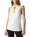 Pinko Halterneck Sleeveless Top Keyhole Detail In White