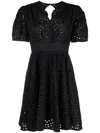 Pinko Broderie-anglaise Cotton Short Dress In Black