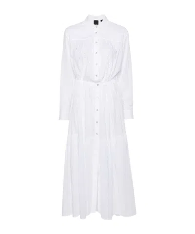 Pinko Broderie-anglaise Detailed Maxi Shirt Dress