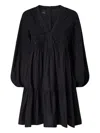 Pinko Mini Dress With Openwork Design And Crystals In Black