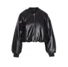 Pinko Black Cropped Bomber Jacket With Front Zip Closure In Ecoleather Woman In Black