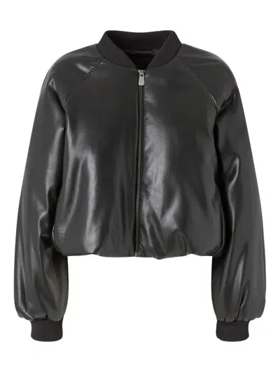PINKO `BRODO` FAUX LEATHER BOMBER JACKET
