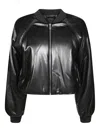 Pinko Brodo Faux Leather Bomber Jacket In Black