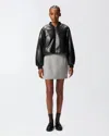 Pinko Oversized Black Bomber Jacket In Faux Leather In Gray