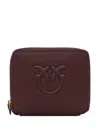 Pinko Small Square Leather Wallet In Brown