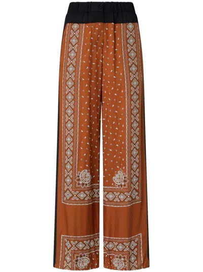 PINKO BROWN BANDANA-PRINT TROUSERS