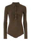 Pinko 'hardy' Brown Body With Classic Collar In Modal Blend Woman In Green