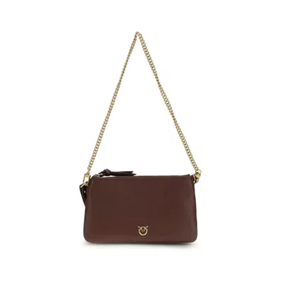 Pinko Brown Calf Leather Bos Taurus Shoulder Bag