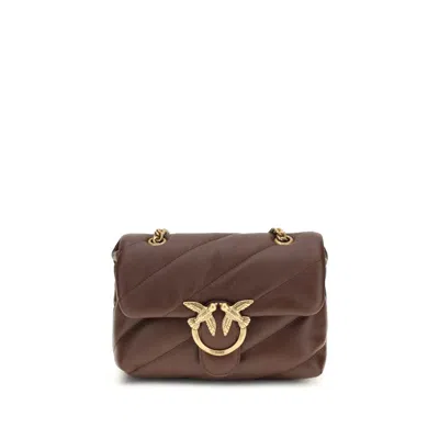 Pinko Brown Calf Leather Bos Taurus Shoulder Women's Bag