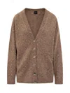 Pinko Brown Cardigan With  Rhinestones In Brown