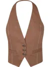 Pinko Tailored Brown Vest With V-neckline And Button Detail In Brown