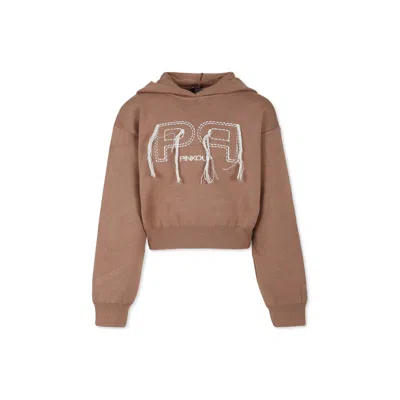 Pinko Kids' Brown Crop Sweat For Girl With Logo