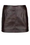 Pinko Mini-jupe Effet Cuir Marron In Brown