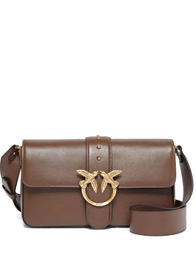 Pinko Brown Foldover Shoulder Bag