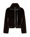 Pinko Brown Fur-effect Blouson Jacket In Brown