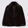 Pinko Alighieri Faux Fur Single Breasted Coat In Brown