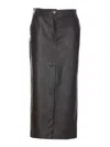 Pinko Black Belt Loops Long Skirt In Ecoleather Woman In Marrón