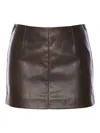 Pinko Mini-jupe Effet Cuir Marron In Brown