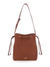 Pinko Brown Bucket Bag With Metallic Love Birds Logo On The Front In Brown