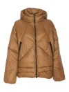 Pinko Quilted Hooded Jacket In Brown