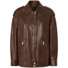 Pinko Washed Leather Jacket With Collar