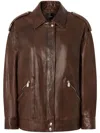 Pinko Washed Leather Jacket With Collar