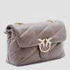 Pinko Brown Leather Love Classic Puff Shoulder Bag In Brown