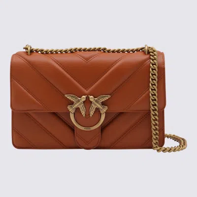 PINKO PINKO BROWN LEATHER SHOULDER BAG